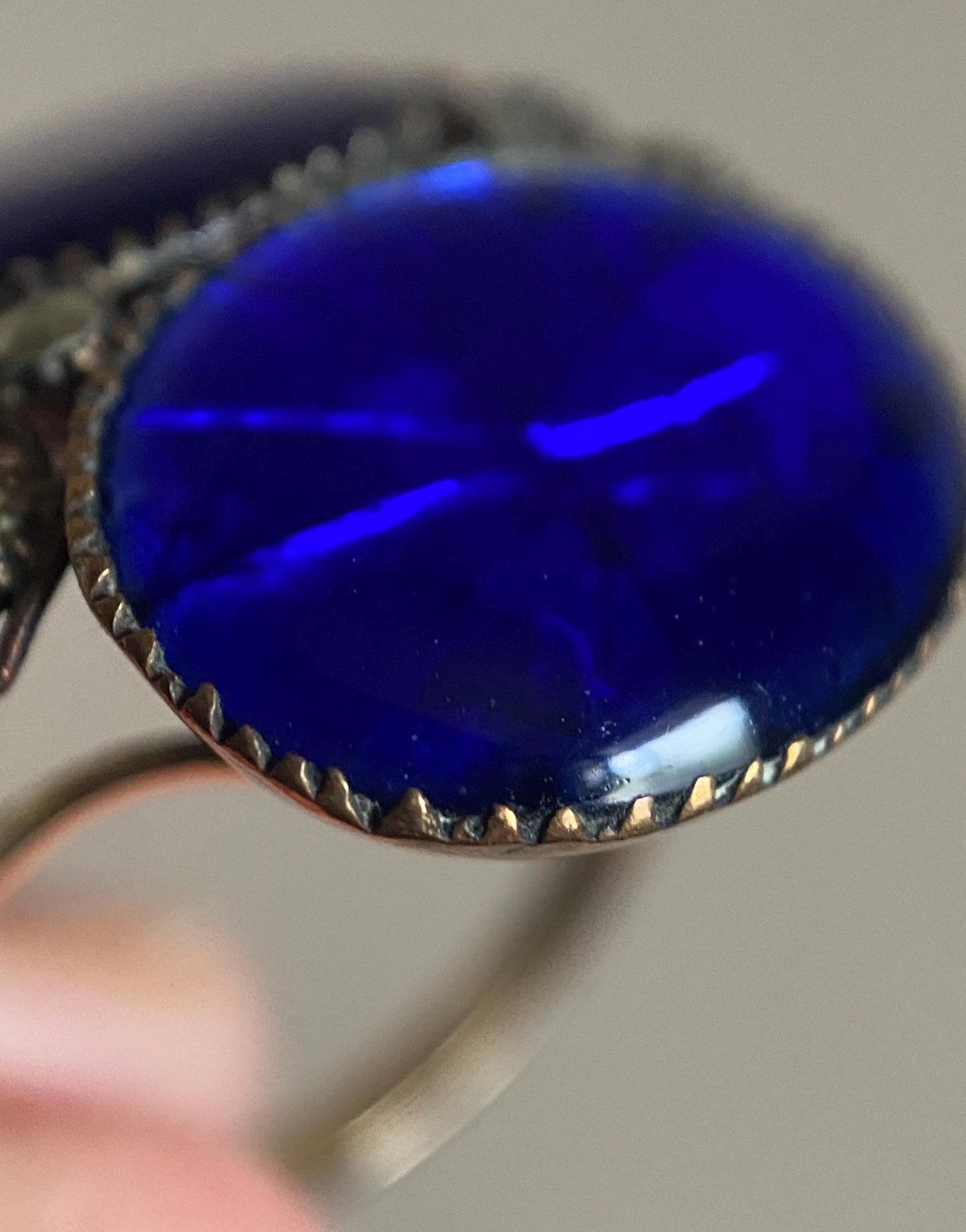 Antique 18th Century Queen Anne Midnight Blue Sapphire Paste Ring Conversion in Gold c. 1750, Earring, Sawtooth, Rare, Cobalt, Royal
