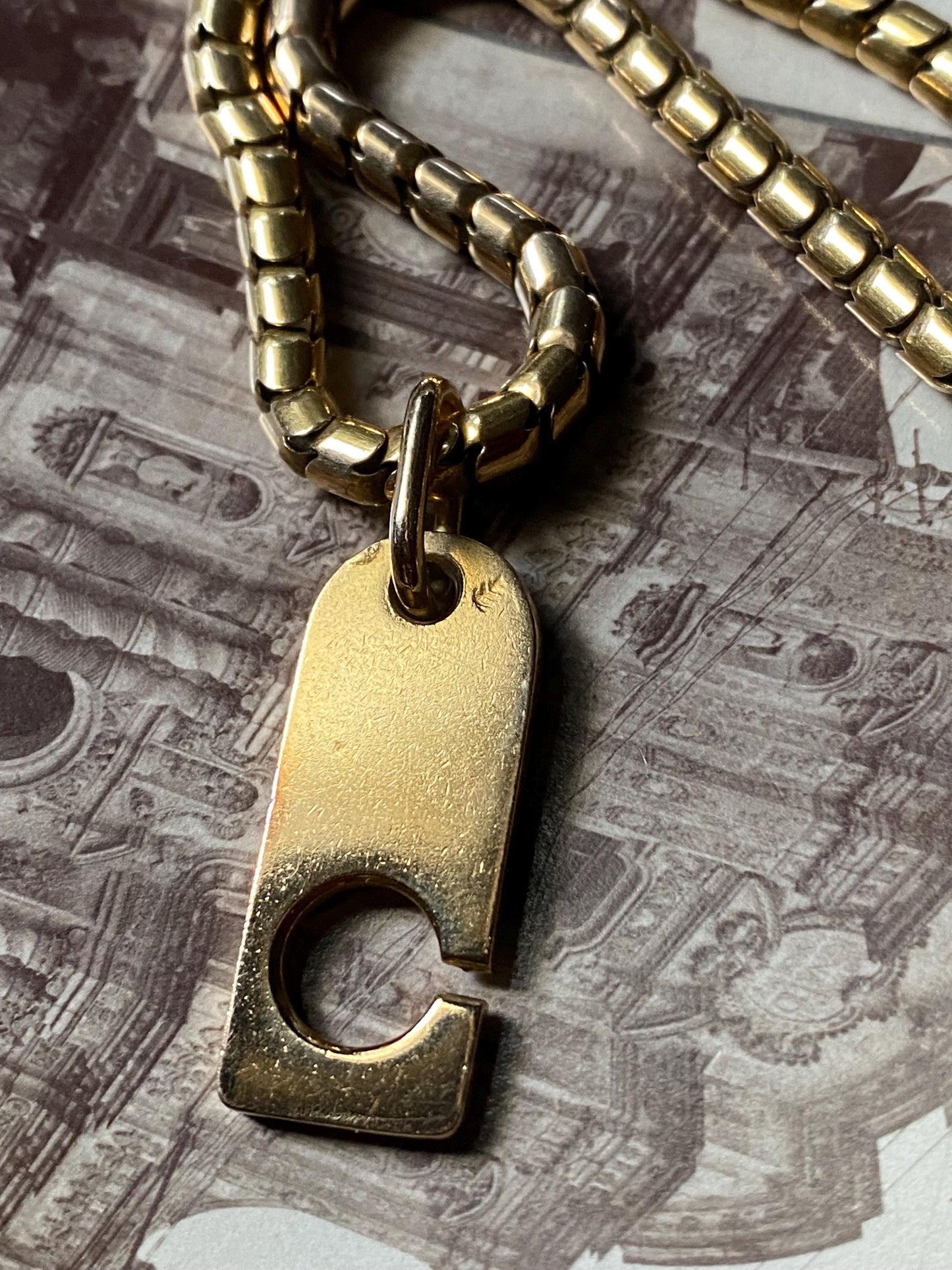 Vintage French Quirky & Huge Zipper Pendant in Solid 18k Gold with Hallmarks, Charm, One of a Kind, Eagle Head, 1970's, 1980's