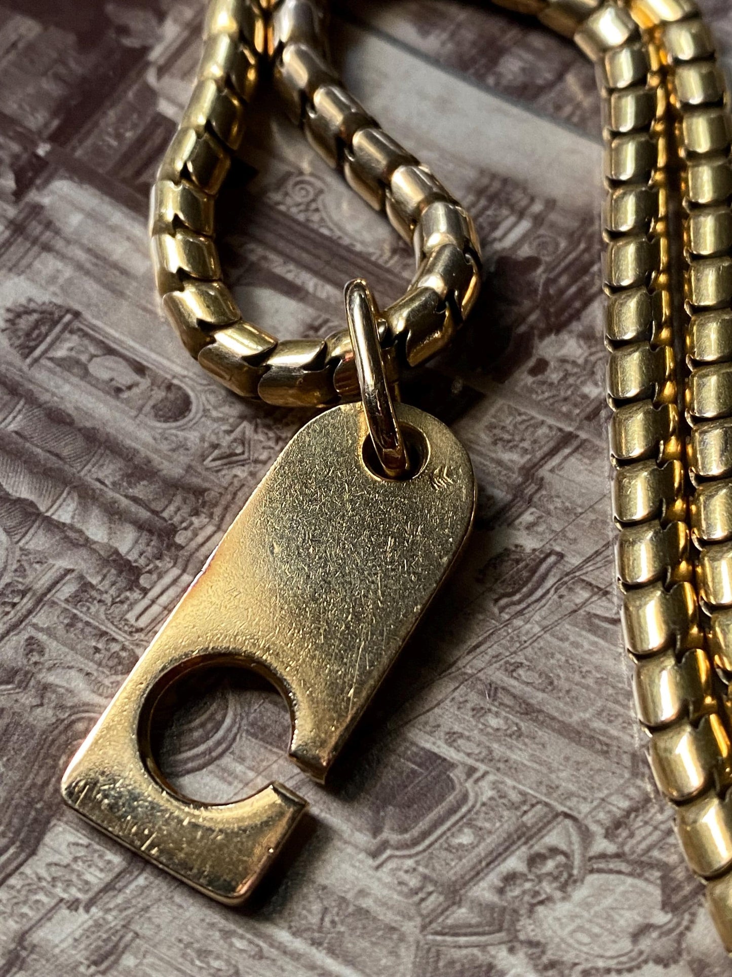 Vintage French Quirky & Huge Zipper Pendant in Solid 18k Gold with Hallmarks, Charm, One of a Kind, Eagle Head, 1970's, 1980's