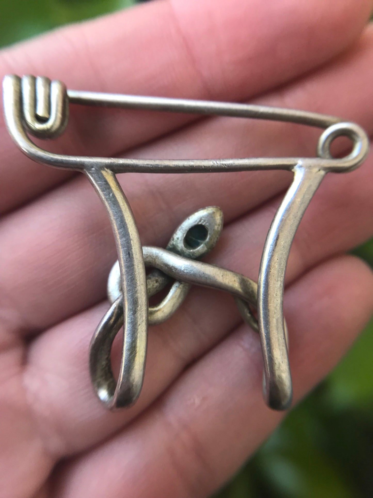 Antique Victorian Silver and Turquoise Coiled Snake Bar Brooch, Safety Pin, Serpent, Pendant, Charm Holder, Extender, 1800's