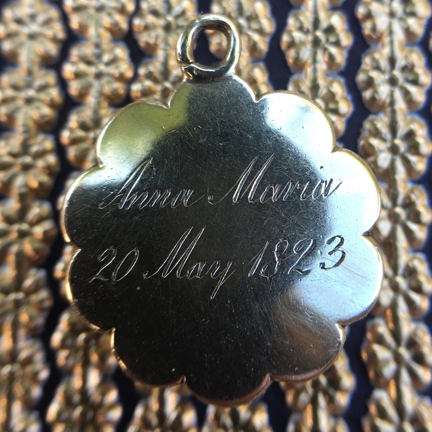 Antique Georgian Banded Agate and Rock Crystal Mourning Charm in 18k Gold, Pendant, Memorial, Memento Mori