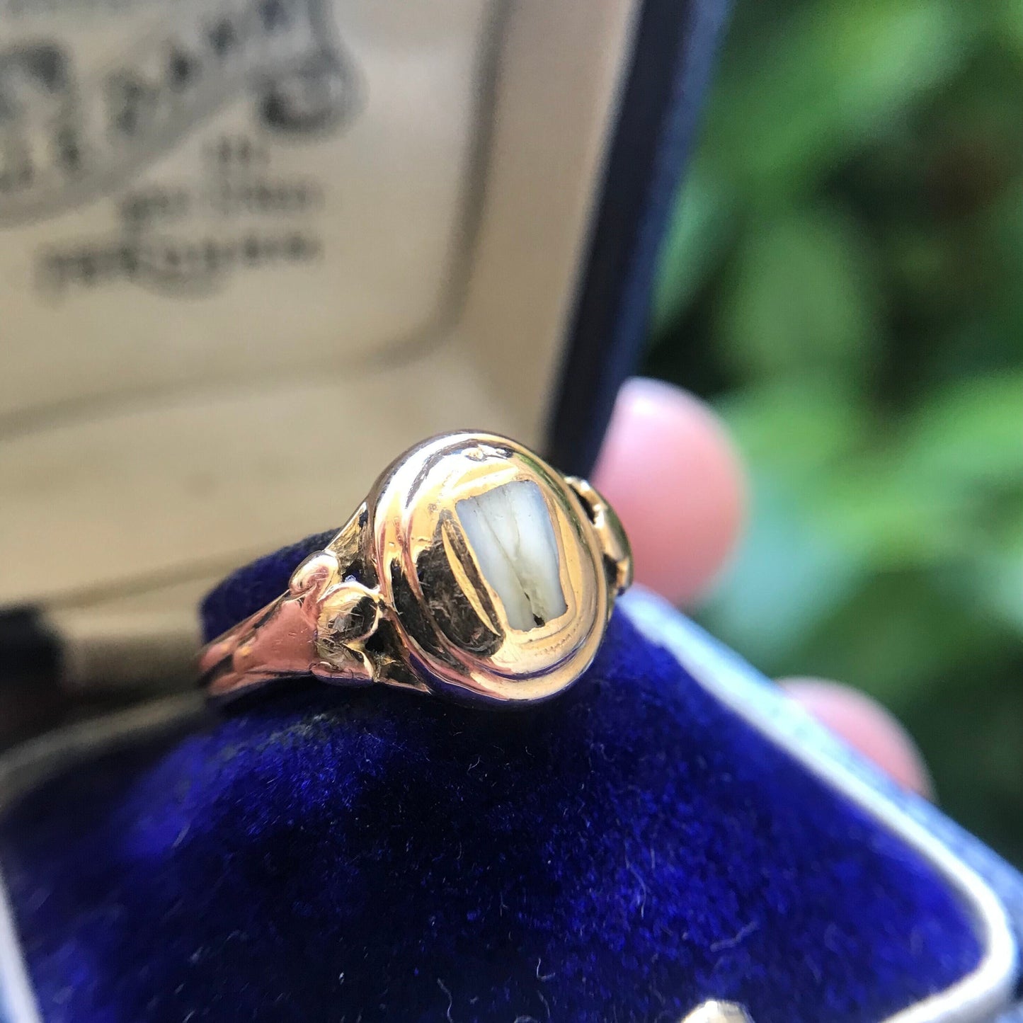 Antique Victorian Ridged Dome Milk Tooth Ring in 18k Gold, Milk Teeth, Baby Teeth, Sentimental, Love Token