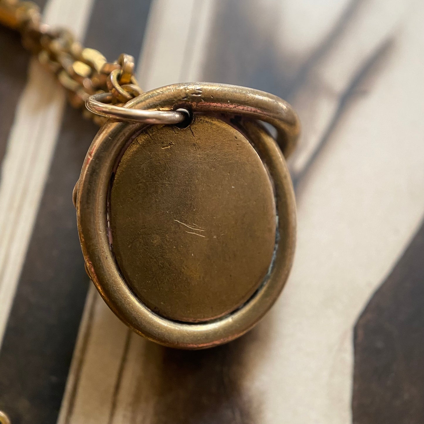 Antique Victorian Pinchbeck Chain Necklace with Banded Agate Snake Pendant c. 1880, Serpent, Charm, 1800's