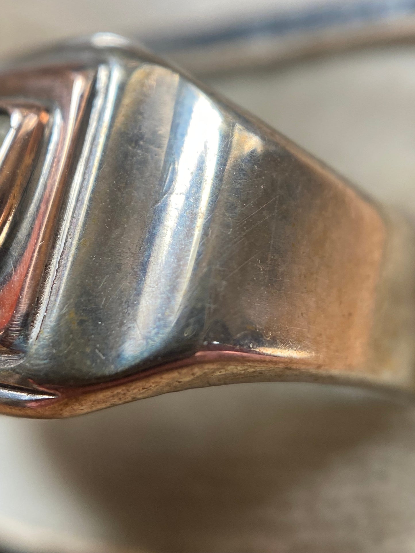 Antique Art Deco French Milk Tooth Signet Ring in Silver and 18k Rose Gold, Baby Tooth, Sentimental, 1900's
