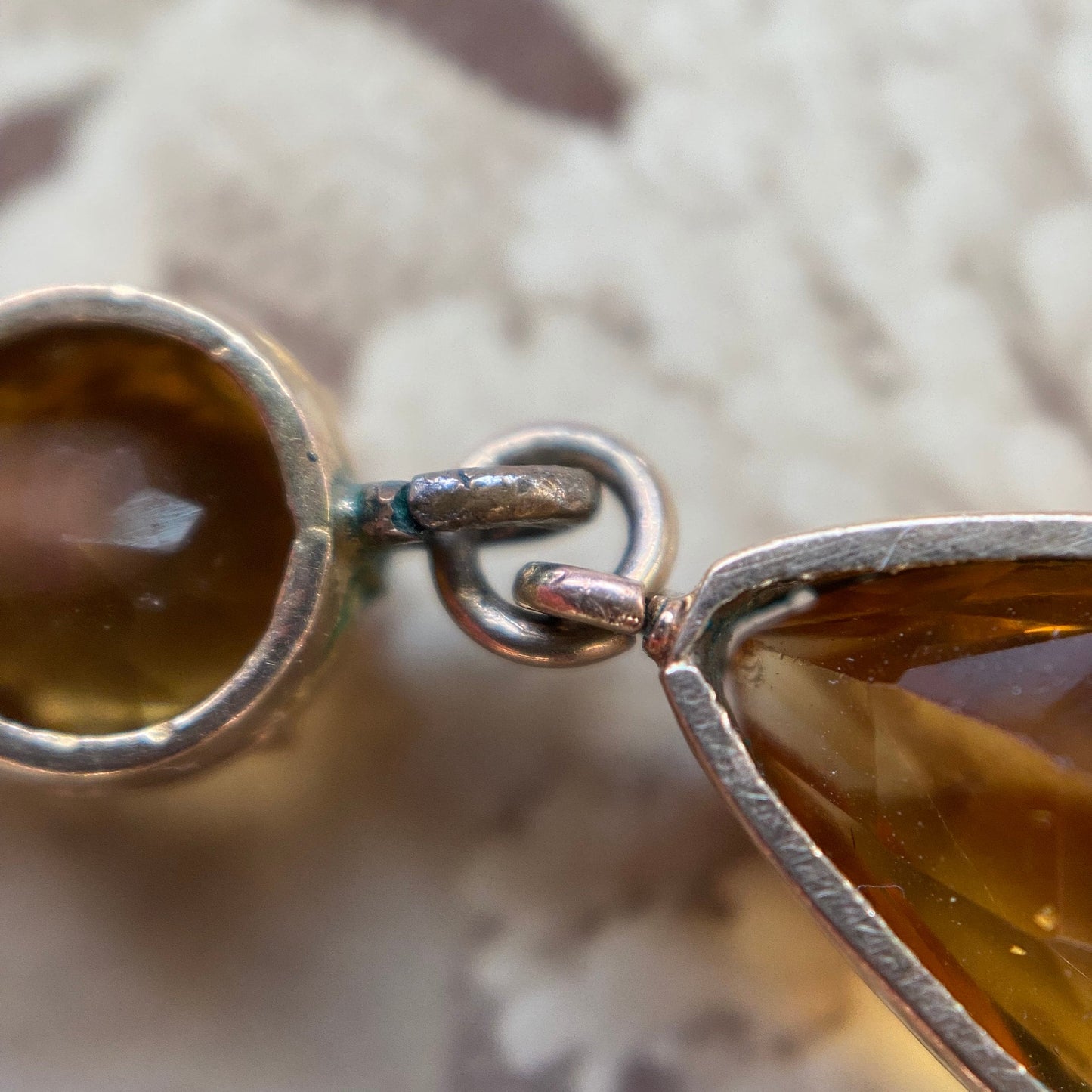 Antique Victorian Faceted Citrine Pendeloque Earrings in 9k Gold c. 1860, Drop, Dangle, Pear, Teardrop, 1800's