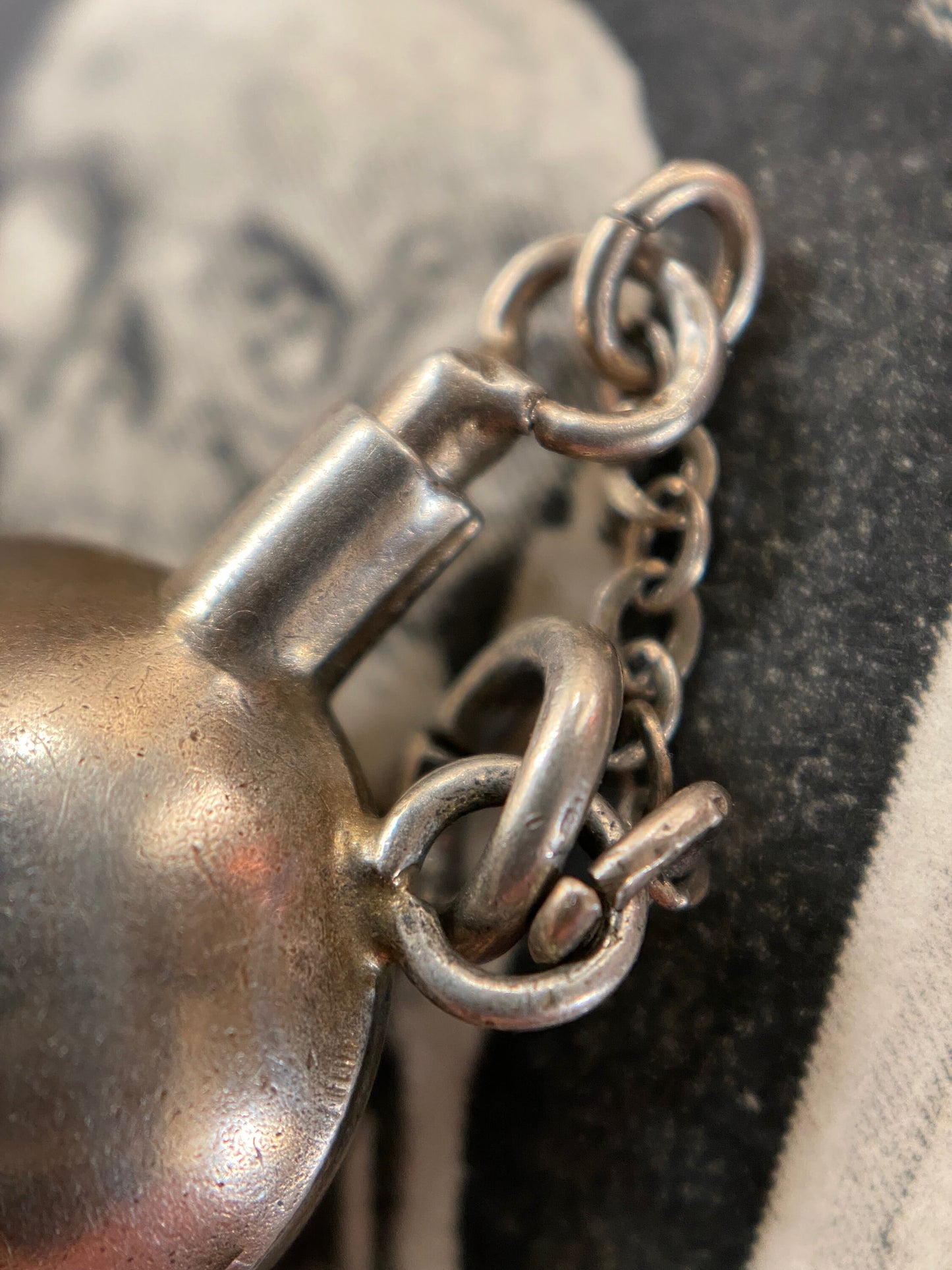 Antique Victorian Tiny Round Silver Chatelaine Perfume Bottle Charm c. 1890, Scent, 1800's, Pendant, Edwardian, Flask